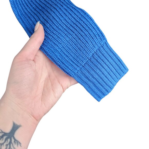 Wilfred Aritzia NWT Sardou Vibrant Blue Scalloped Scoop Cropped Sweater Sz XXS - Picture 2 of 9